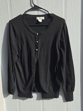 Melrose Chic | Black Cardigan w/ Pearl Buttons